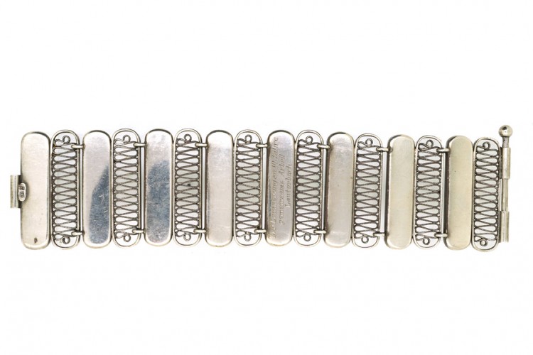 Art Deco Wide Silver Bracelet