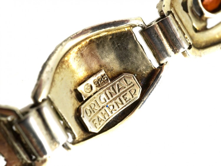 Art Deco Silver, Marcasite & Citrine Bracelet By Theodor Fahrner
