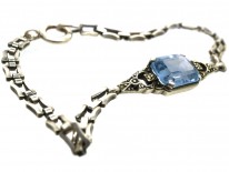 Art Deco Silver & Blue Paste Bracelet