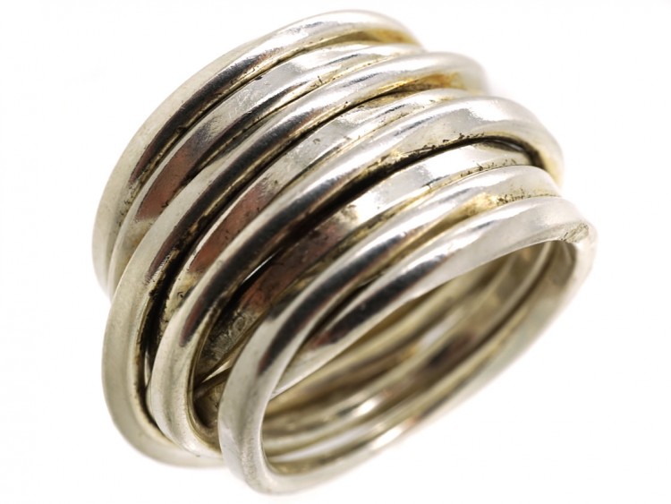 Silver Wide Coiled Ring