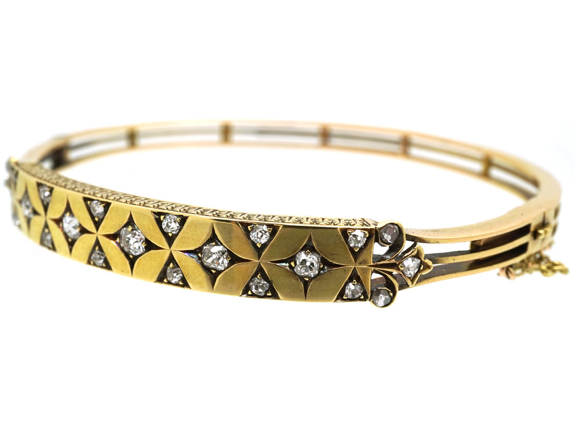 Edwardian 15ct Gold Bangle Set With Diamonds (78K) | The Antique ...