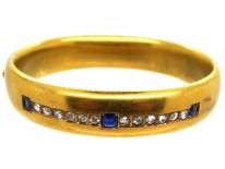 Edwardian 18ct Gold Wide Bangle Set With Sapphires & Diamonds