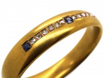Edwardian 18ct Gold Wide Bangle Set With Sapphires & Diamonds