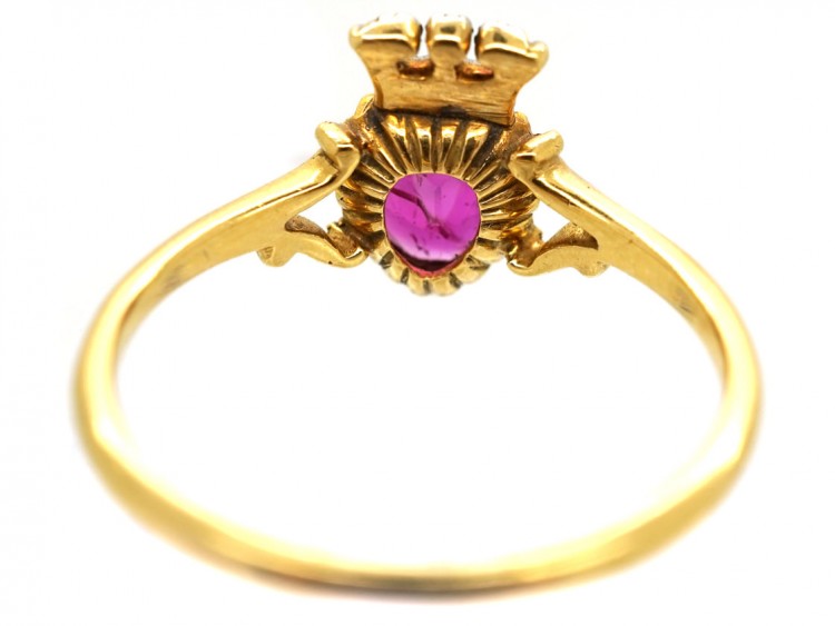 Edwardian 18ct Gold Ruby & Diamond Heart Ring
