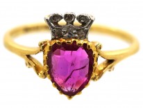 Edwardian 18ct Gold Ruby & Diamond Heart Ring