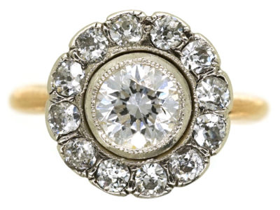 Edwardian 18ct Gold & Platinum, Diamond Cluster Ring