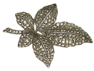 Silver & Marcasite Leaf Brooch and Pendant