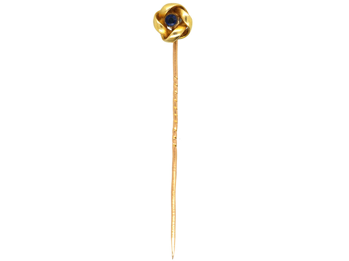 Edwardian 15ct Gold Knot Stick Pin Set With a Sapphire (27S) | The ...