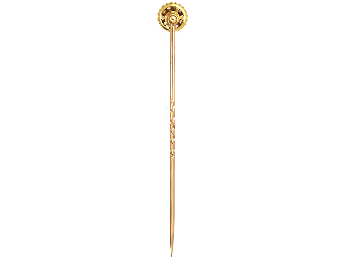 Edwardian 18ct Gold Ruby & Diamond Cluster Stick Pin (80SS) | The ...