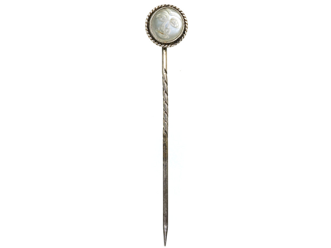 Edwardian Silver & Moonstone Man in the Moon Stick Pin (72SS) | The ...