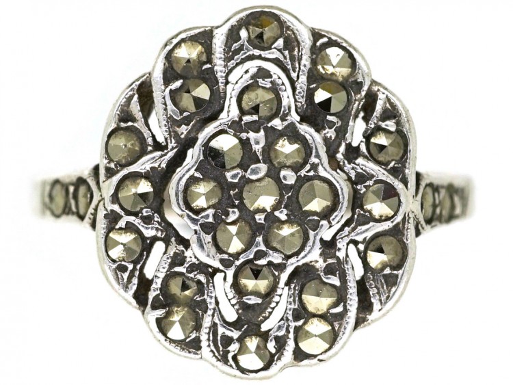Silver & Marcasite Cluster Ring