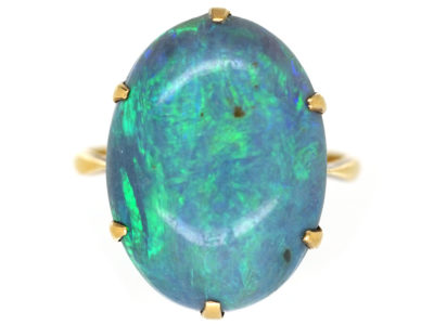 Art Deco 18ct Gold & Black Opal Ring