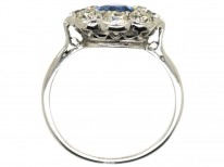 Edwardian 18ct White Gold & Platinum, Sapphire & Diamond Cluster Ring