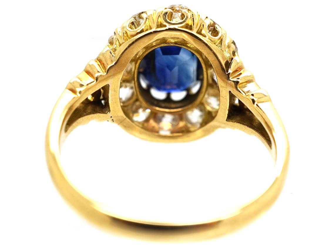 Victorian 18ct Gold, Sapphire & Diamond Oval Cluster Ring (976H) | The ...