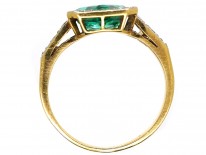 Art Deco 18ct Gold & Platinum, Emerald & Diamond Ring