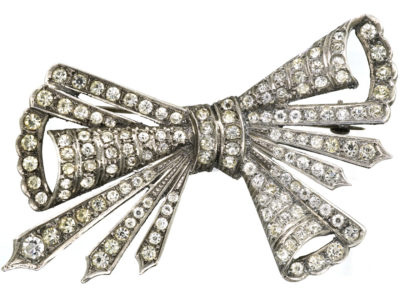 Art Deco Silver & Paste Bow Brooch