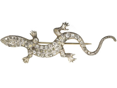 Art Deco Silver & Paste Lizard Brooch