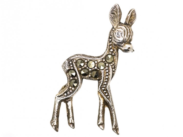 Tiny Silver & Marcasite Bambi Brooch