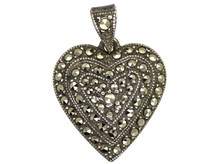 Silver & Marcasite Heart Pendant
