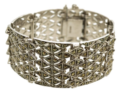 Silver & Marcasite Articulated Wide Bracelet