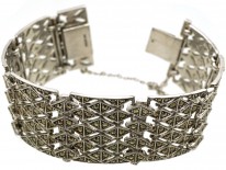 Silver & Marcasite Articulated Wide Bracelet