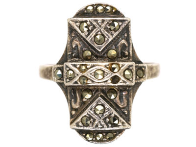 Art Deco Silver & Marcasite Rectangular Ring