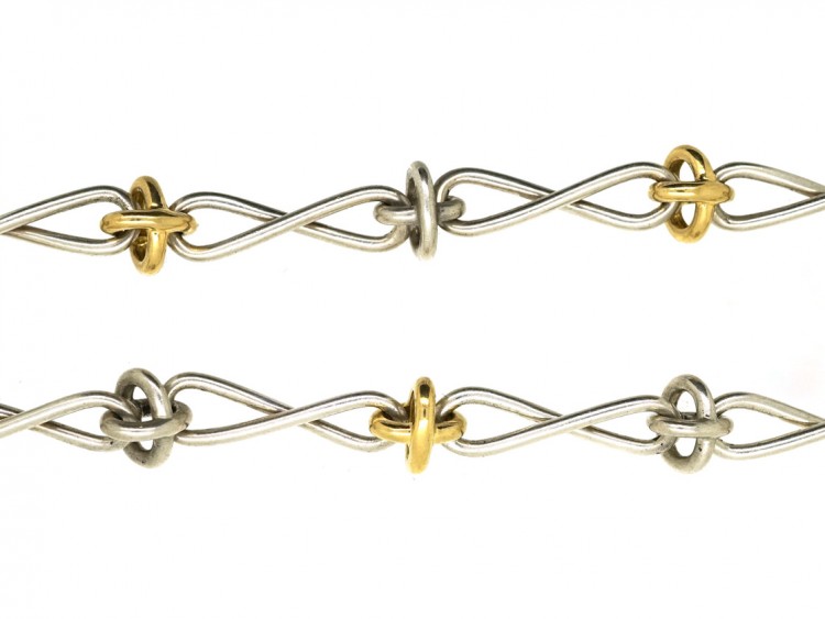 Tiffany Silver & Gold Knot Necklace By Paloma Picasso