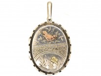 Victorian Silver & Gold Overlay Locket With A Bird & Butterfly