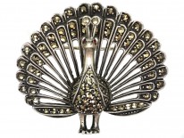 Silver & Marcasite Peacock Brooch