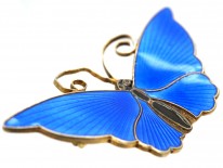 Silver Gilt & Blue Enamel Butterfly Brooch By David Andersen