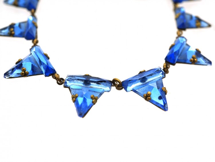 Art Deco Czechoslovakian Blue Paste Necklace