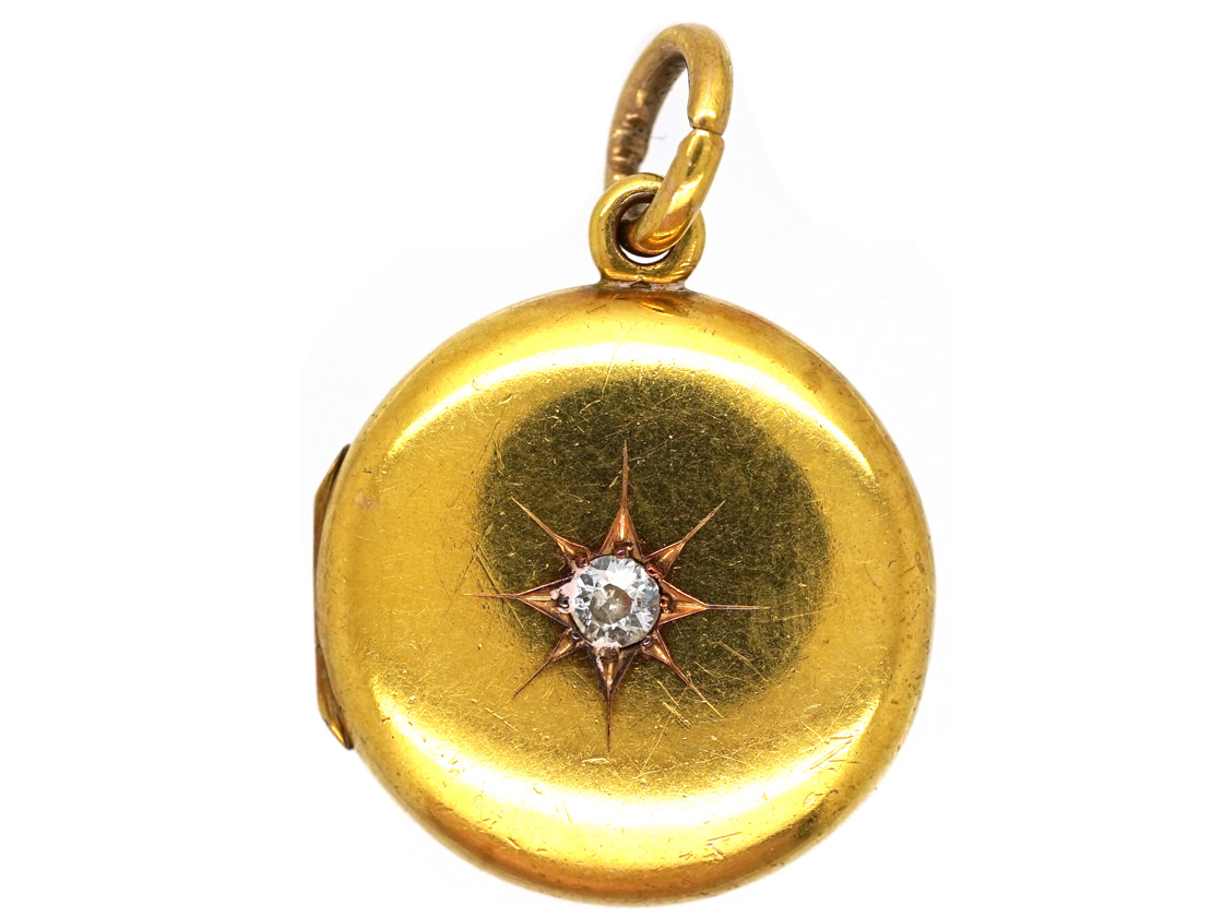 Edwardian 18ct Gold Round Locket Set With A Diamond (178K) | The ...