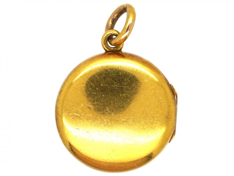 Edwardian 18ct Gold Round Locket Set With A Diamond