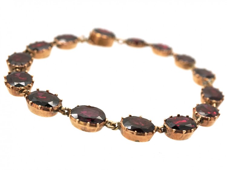 Georgian Gold & Flat Cut Garnet Bracelet