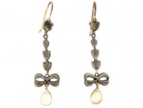 Silver, Marcasite & Opal Drop Earrings