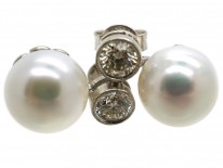 18ct White Gold Pearl & Diamond Earrings