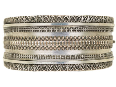 Victorian Etruscan Work Silver Bangle
