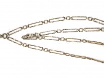 Art Deco Silver & Paste Long Chain Necklace