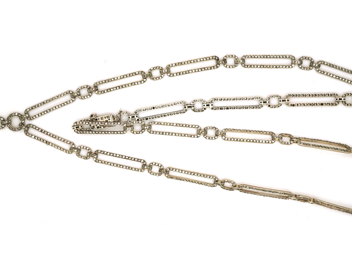 Art Deco Silver & Paste Long Chain Necklace (42K) | The Antique ...