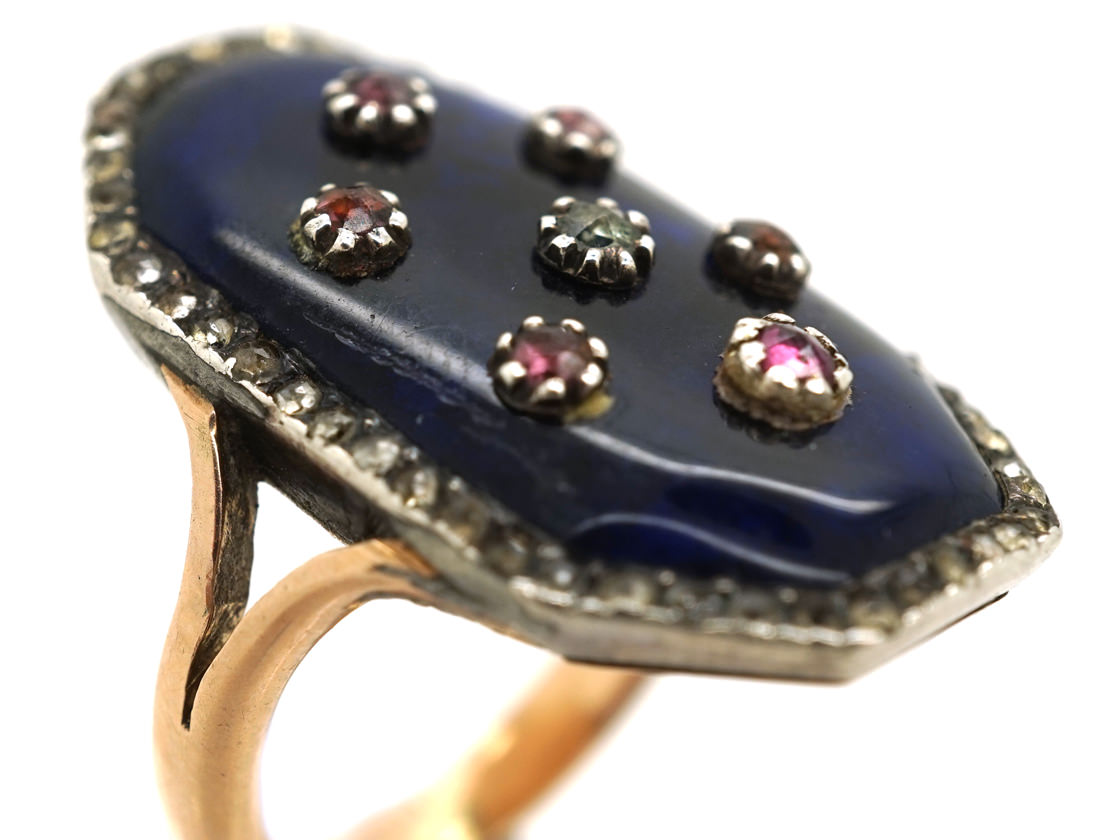 Gold Blue Glass & Paste Firmament Ring (177K) The Antique