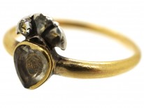 18ct Gold Stuart Heart & Crown Rock Crystal Ring