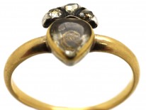 18ct Gold Stuart Heart & Crown Rock Crystal Ring
