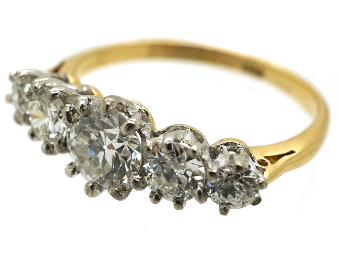 18ct Gold & Platinum, Diamond Five Stone Ring (205K) | The Antique ...