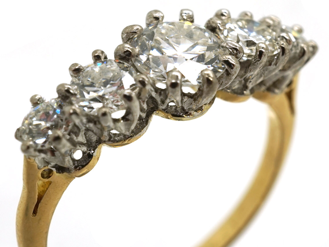 18ct Gold & Platinum, Diamond Five Stone Ring (205K) | The Antique ...