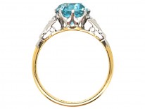 Art Deco 18ct Gold, Platinum, Zircon & Diamond Ring