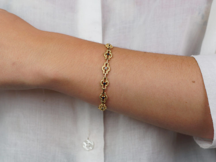 French 18ct Gold Sapphire & Diamond Bracelet