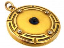Art Deco 18ct Gold Round Locket Set With Sapphire & Diamonds
