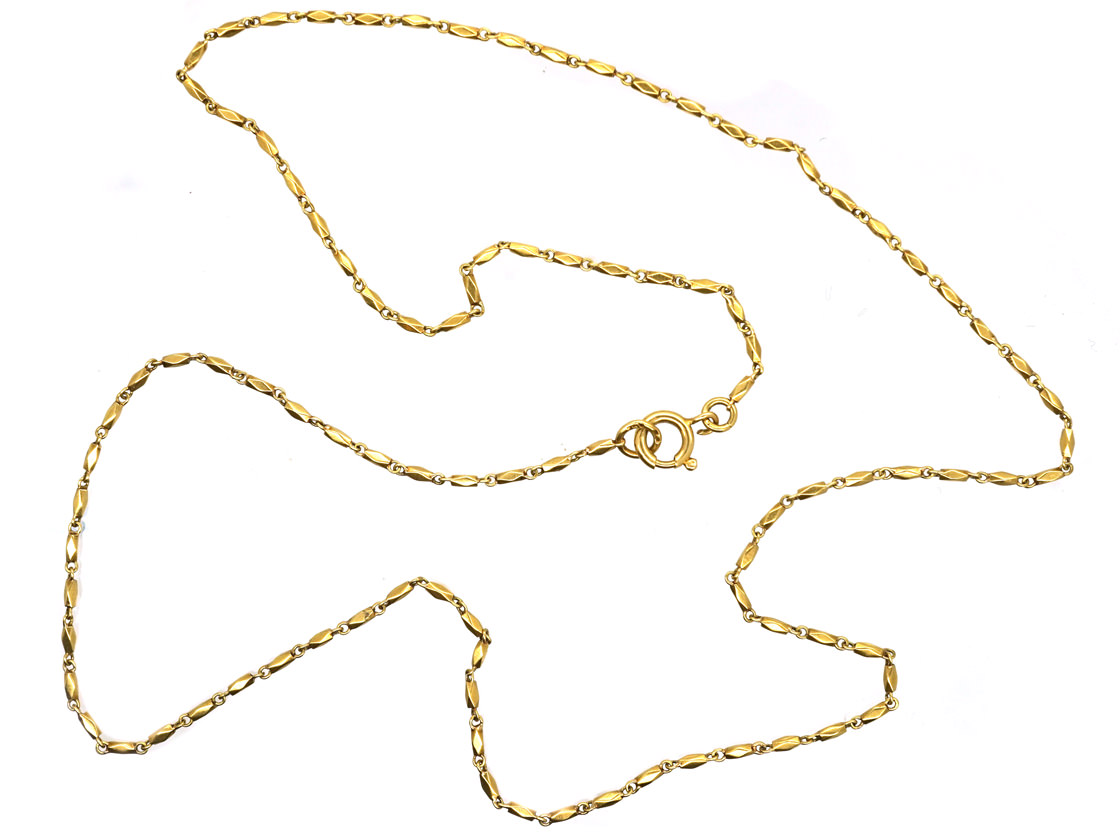 18ct Gold Thin Faceted Chain (438H) | The Antique Jewellery Company