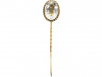 Victorian 15ct Gold, Oval Pale Aquamarine Tie Pin