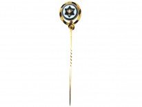 Victorian 18ct Gold, Banded Onyx , Platted Hair & Rose Diamond Tie Pin